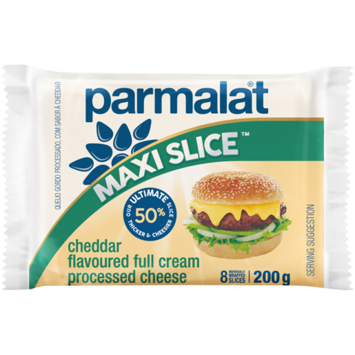 Parmalat Maxi Slice Cheddar Flavoured Full Cream Processed Cheese Slices 200g
