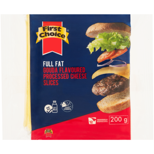 First Choice Full Fat Gouda Flavoured Processed Cheese Slices 200g