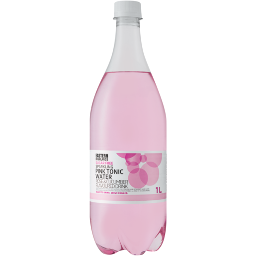 Eastern Highlands Sugar Free Sparkling Rose & Cucumber Flavoured Pink Tonic Water Bottle 1L