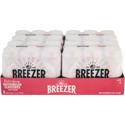 Breezer Watermelon Flavour Spirit Cooler Cans 24 x 440ml