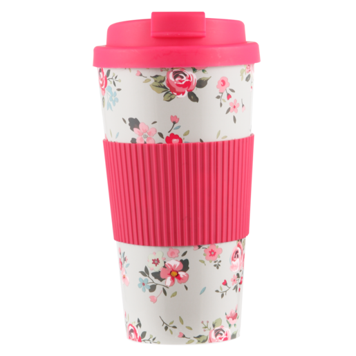 Pink With Roses Double Wall Travel Mug 450ml
