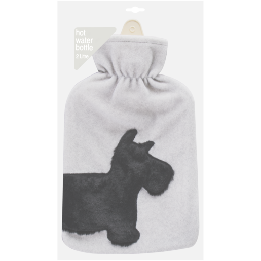 Hot Water Bottle With Felt Dog Cover 2L