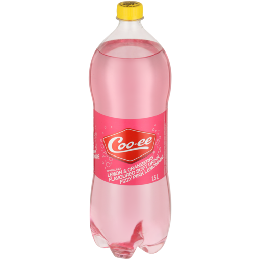 Coo-ee Lemon & Cranberry Flavoured Fizzy Pink Lemonade Soft Drink Bottle 1.5L