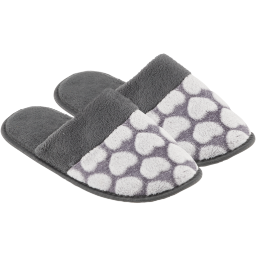 White & Grey Ladies Mule Slippers Size 3-8