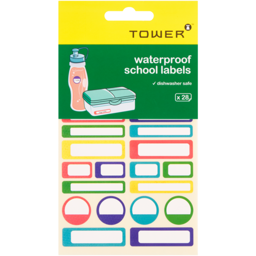 TOWER Waterproof Labels 28 Pack