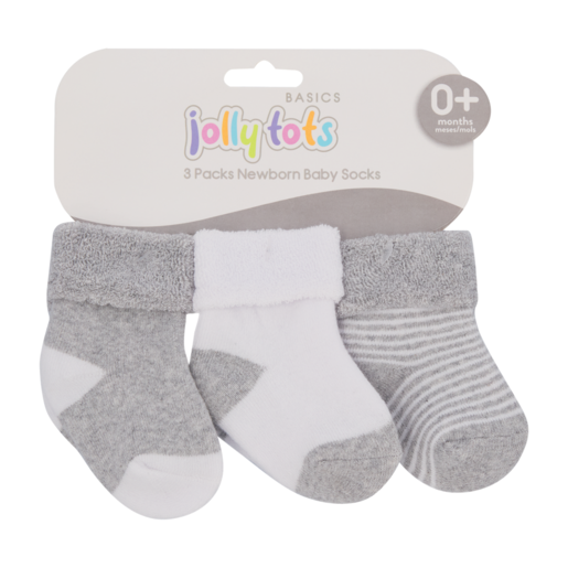 Jolly Tots Basics Newborn Baby Socks 3 Pack (Assorted Item - Supplied At Random)