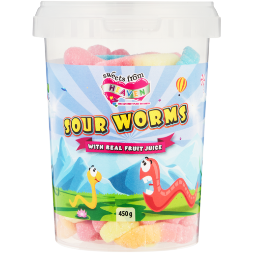 Sweets From Heaven Sour Worms Tub 450g