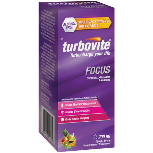 Turbovite Focus Tropical Flavour Alcohol Free Syrup 200ml