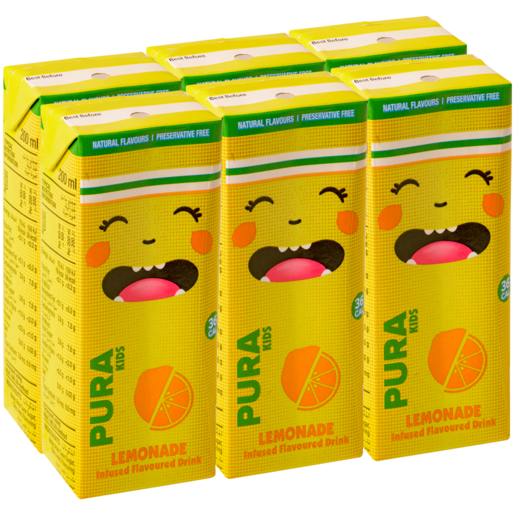 Pura Kids Lemonade Infused Flavoured Drink Box 6 x 200ml