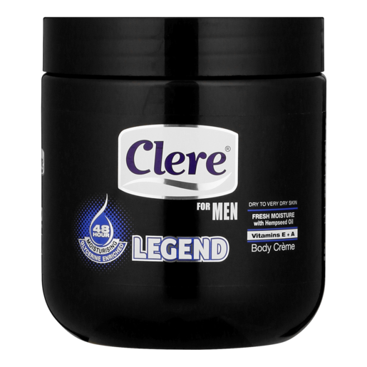 Clere For Men Legend Fresh Moisture Dry to Very Dry Skin Body Cream Tub 400ml