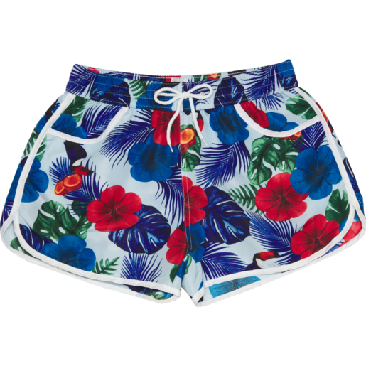 Blue Ladies S-XXL Floral Printed Board Shorts 