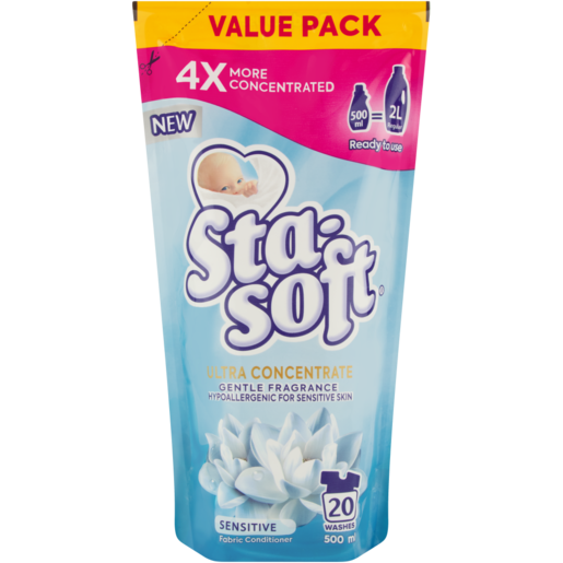 Sta-soft Ultra Concentrate Sensitive Fabric Softener Value Pack 500ml