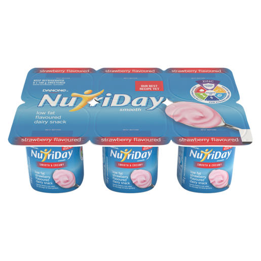 Danone NutriDay Smooth & Creamy Strawberry Flavoured Low Fat Dairy Snack 6 x 100g