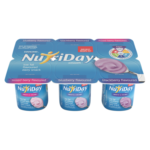 Danone NutriDay Low Fat Mixed Berry, Blueberry And Blackberry Flavoured Dairy Snack 6 x 100g