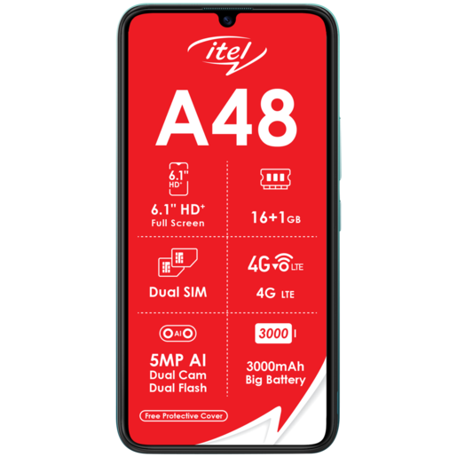 ITEL A48 Graduation Green Dual Sim Mobile Handset 6.1-inch 16GB