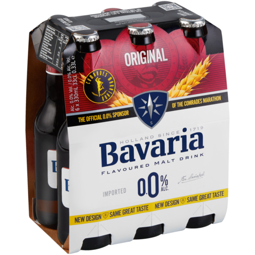 Bavaria Non-Alcoholic Original Flavoured Malt Drink Bottles 6 x 330ml