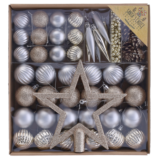 Santa's Choice Silver Christmas Ornament Balls 50 Piece