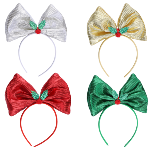 Bow And Holly Christmas Headband (Assorted Item - Supplied At Random)