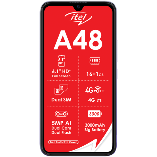 Itel A48 Purple Dual SIM Smartphone 6.1-inch 16GB
