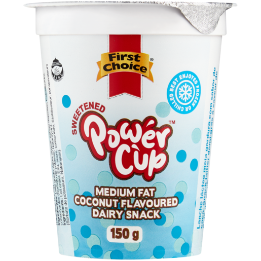 First Choice Power Cup Coconut Flavoured Medium Fat Dairy Snack 150g