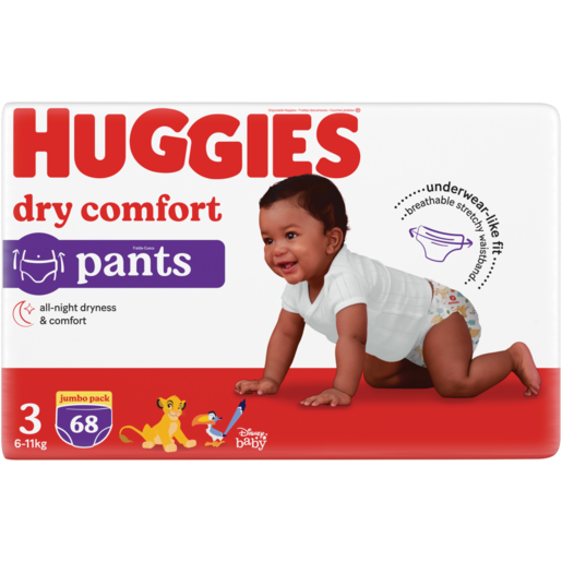 Huggies Dry Comfort Pants Size 3 Nappies 68 Pack