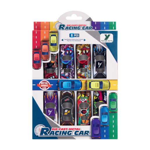 Yuhan Toys Die-Cast Metal Racing Car Set 8 Piece