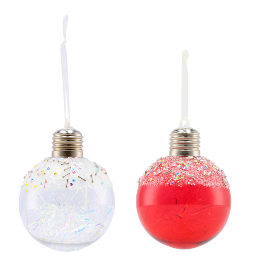 Bulb With Light And Tinsel Christmas Tree Decoration (Colour May Vary)