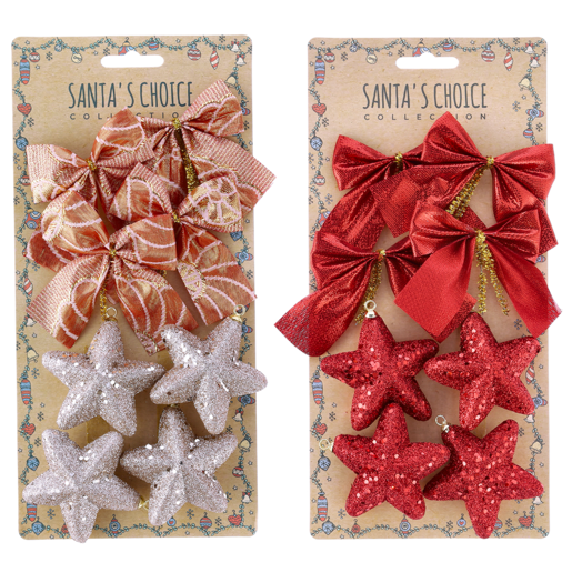 Santa's Choice Christmas Ornament Tree Decorations 8 Pack (Assorted Item - Supplied At Random)
