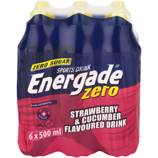 Energade Zero Strawberry & Cucumber Flavoured Sports Drink 6 x 500ml