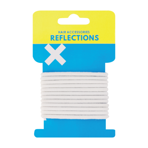 Reflections White Elastic Hair Bands 12 Pack