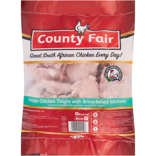 County Fair Frozen Chicken Thighs In Brine-Based Mixture 5kg