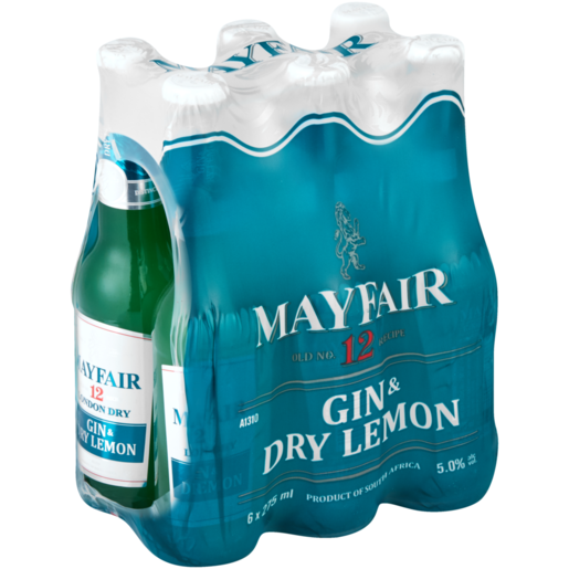 MAYFAIR London Dry Gin & Dry Lemon Bottles 6 x 275ml