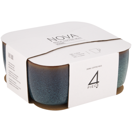 Nova Blue Glazed Coffee Mugs 4 Pack