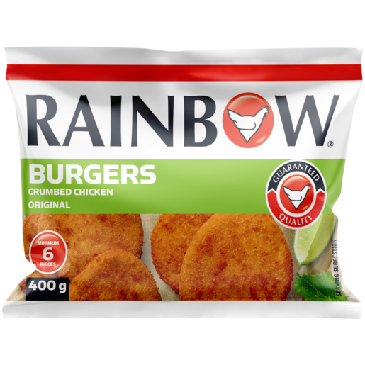 RAINBOW Frozen Original Crumbed Chicken Burgers 400g