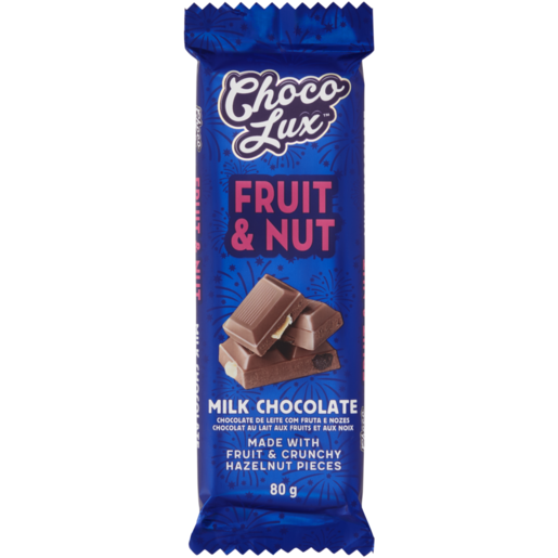 Choco Lux Fruit & Nut Milk Chocolate Slab 80g 