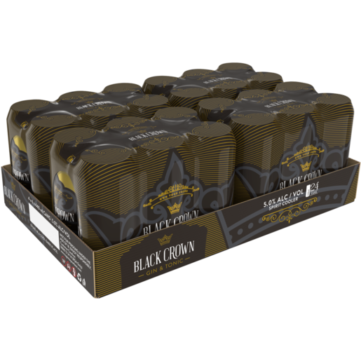 Black Crown Gin & Tonic Spirit Cooler Cans 24 x 440ml 
