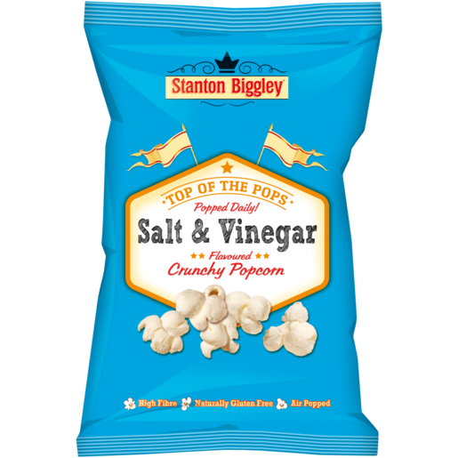 Stanton Biggley Salt & Vinegar Flavoured Crunchy Popcorn 90g