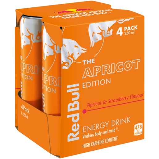 Red Bull The Apricot Edition Apricot & Strawberry Flavour Energy Drink 4 x 250ml 