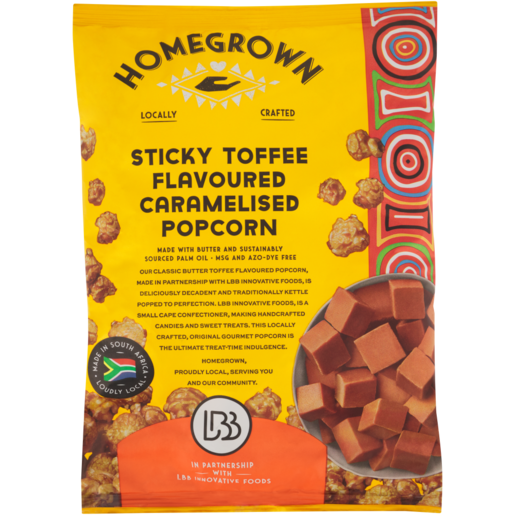 Homegrown Sticky Toffee Flavoured Caramelised Popcorn 150g