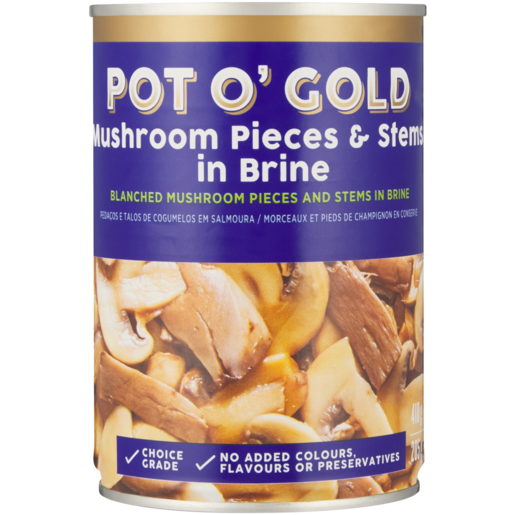 Pot O' Gold Mushroom Pieces & Stems In Brine 410g