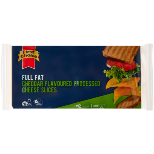 First Choice Full Fat Cheddar Flavoured Processed Cheese Slices 400g
