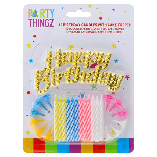 Party Thingz Candles With Cake Topper 12 Piece