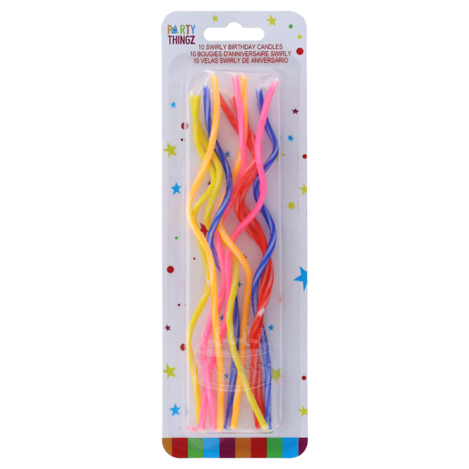 Party Thingz Swirly Candles 10 Piece (Colour May Vary)