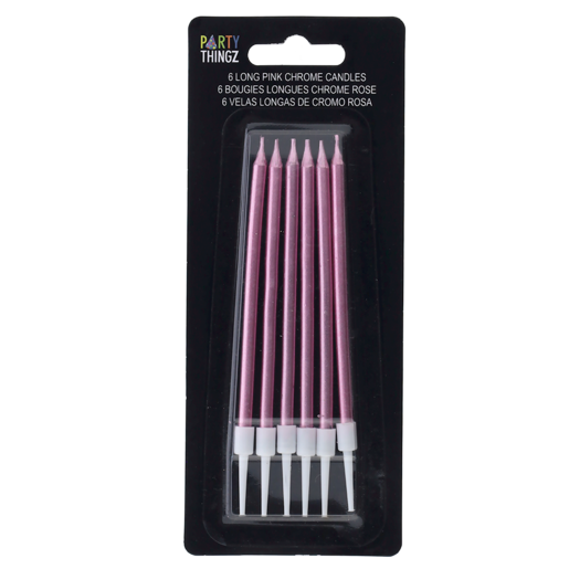 Party Thingz Pink Chrome Candles 6 Piece
