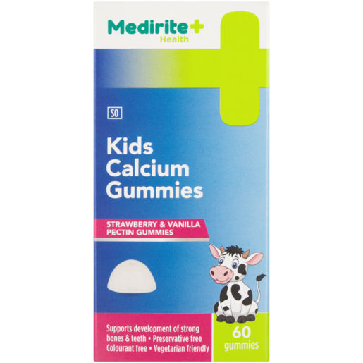 Medirite Strawberry & Vanilla Kids Calcium Gummies 60 Pack
