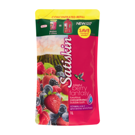 Satiskin Blissful Berry Fantasy Concentrated Bubble Bath Refill 1L