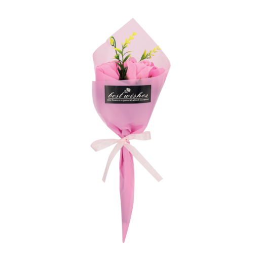 Light Pink Scented Artificial Rose Bunch With Bow
