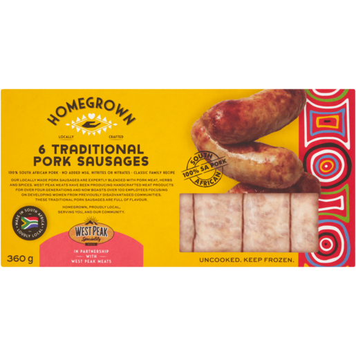 Homegrown Frozen Traditional Pork Sausages 6 Pack