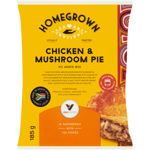 Homegrown Frozen Chicken & Mushroom Pie 185g 