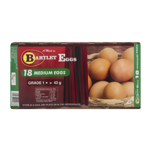 Bartlet Eggs Medium Eggs 18 Pack